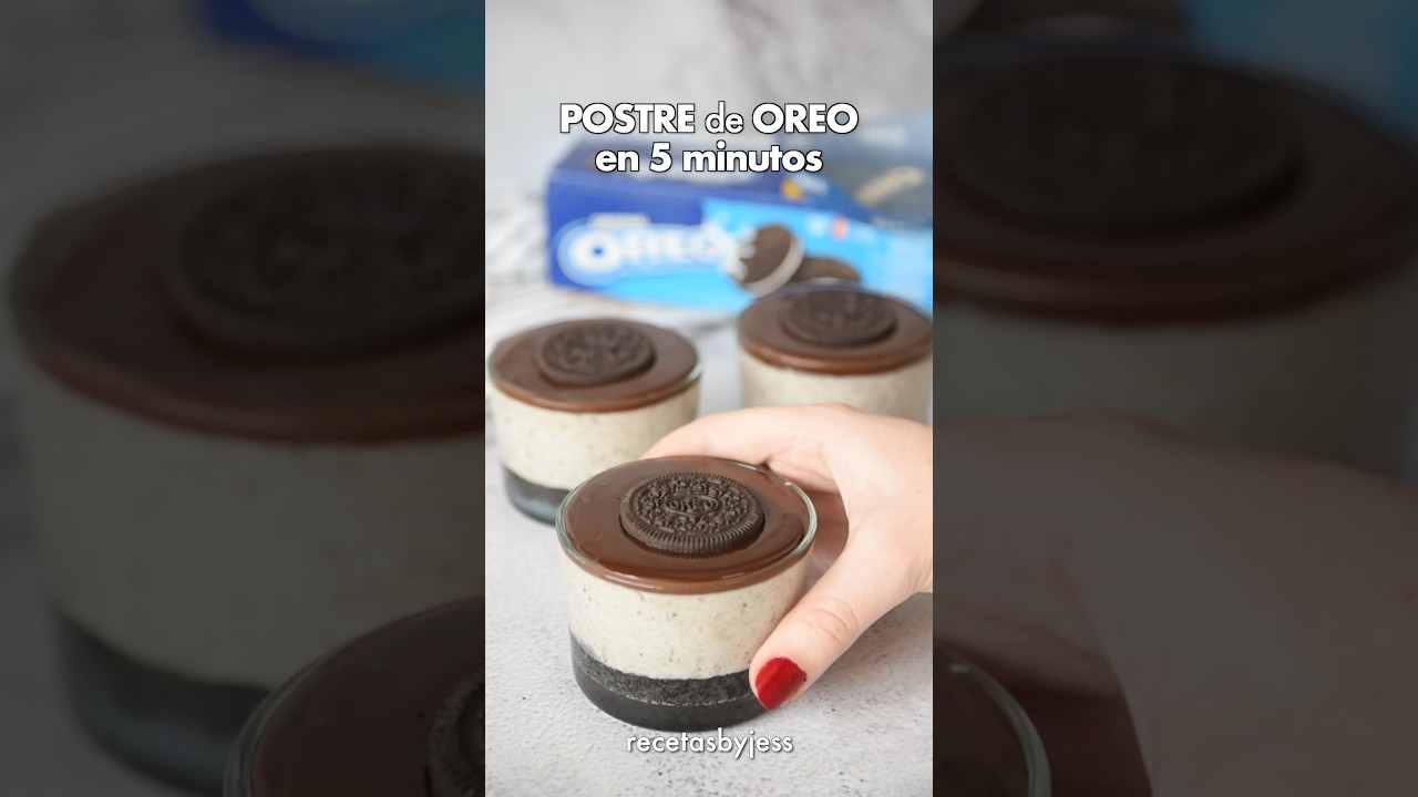 POSTRE de OREO en VASITOS en 5 minutos 💙 #postresfaciles #receta #postressinhorno #oreo