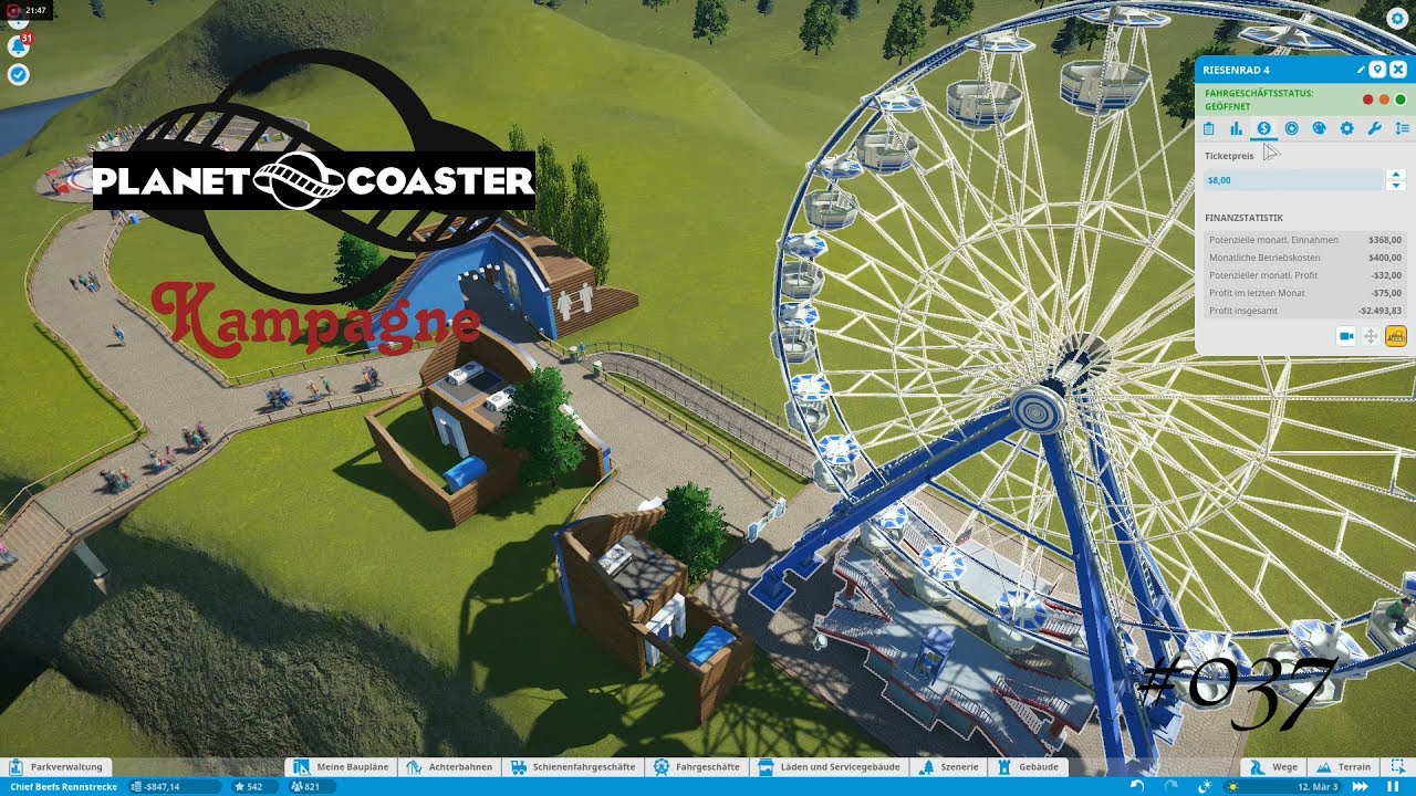 Planet Coaster Kampagne #037 - Optimieren und Geldmangel #1 (Lets Play - German)