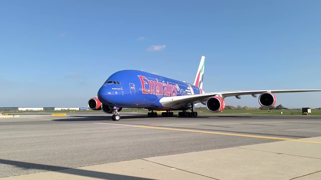 Emirates A380 NBA Livery Taxiing in Vienna VIE