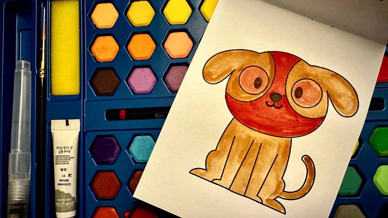 Dog Picture Drawing, Painting, Coloring for Kids and Toddlers | Let's Paint #2