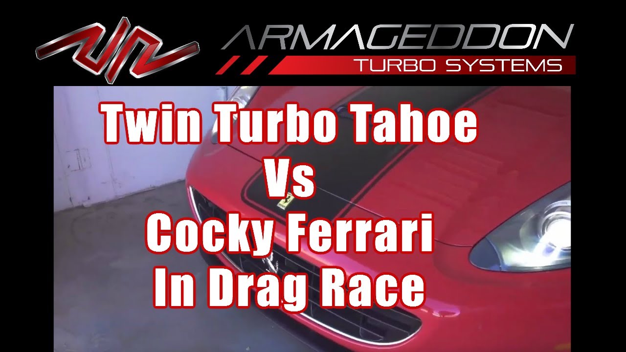 Cocky Super Car Ferrari Messes With Wrong Sleeper Chevy Tahoe Twin Turbo Has 1000HP To Wheels