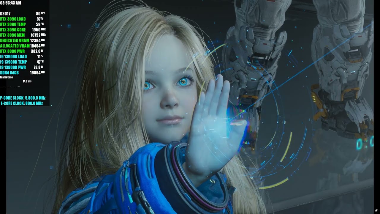 RTX 3090 | 13900K | Pragmata Demo Max Settings Ray Tracing 4K DLSS 4.5 Performance Framegen