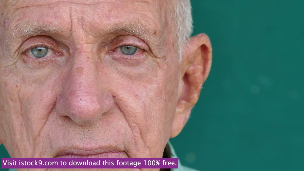 White old people portrait depressed senior man face expression stock video footage