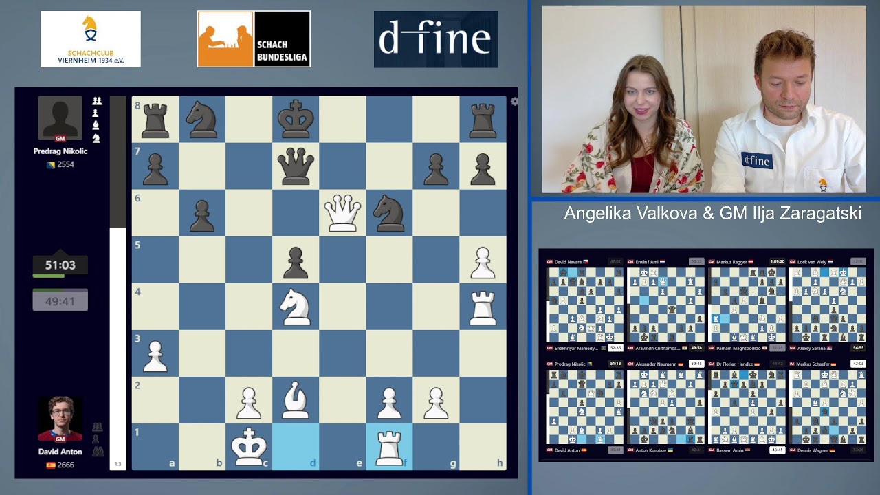 ♟ Schachbundesliga live mit Caruana, Blübaum, Shakh, Sarana, Donchenko, Parham, Angelika & Ilja