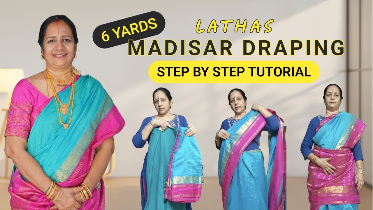 EASY NEW METHOD - 6 Yards Madisar Draping #sareedraping #madisarsarees #iyengarmadisar #draping