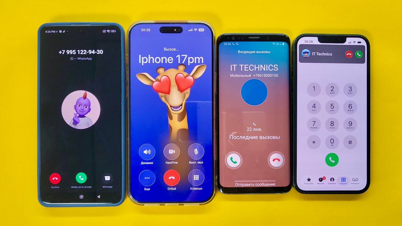 WhatsApp incoming Call Xiaomi Redmi 13 pro, Samsung S9, IPhone 13, 17, timer/ fake