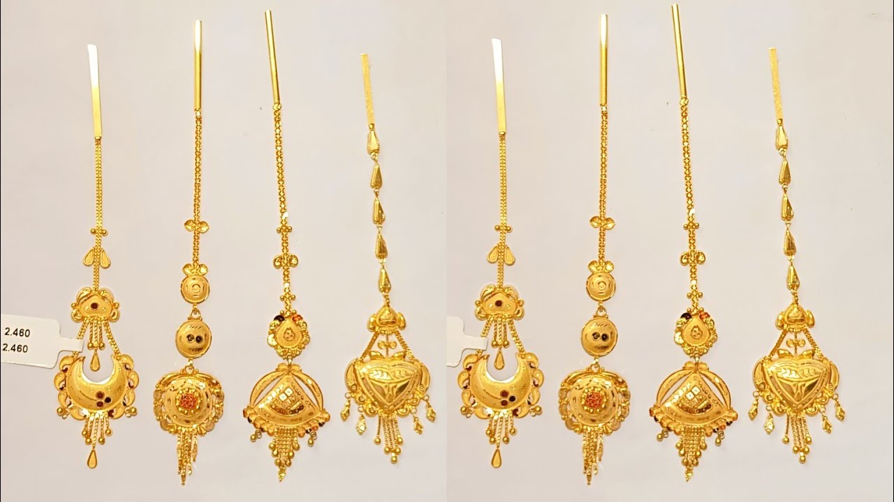 18 carat gold light weight maang tikka design|| maang tikka design with weight and price|| #mangtika
