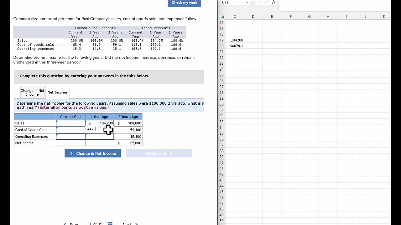Trend percentages income statement