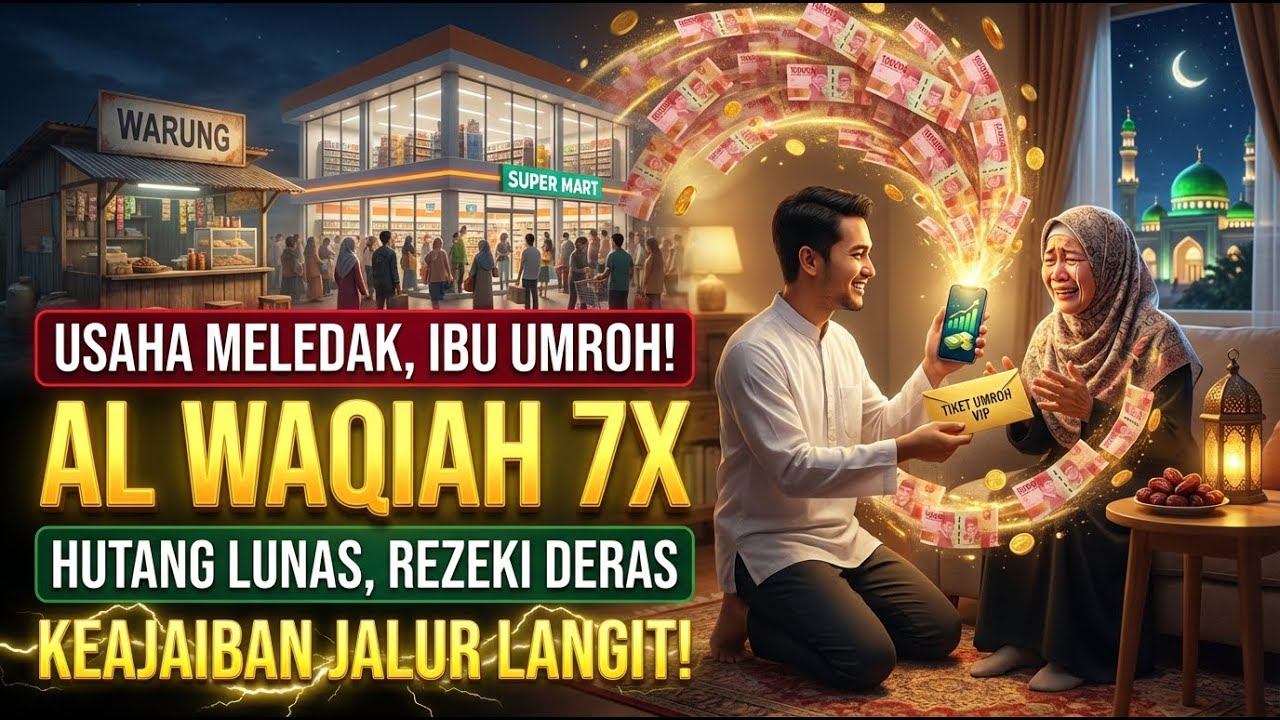 TIDUR NYENYAK! Surah Al Waqiah 7x Pembuka Rezeki Lunas Hutang Suci