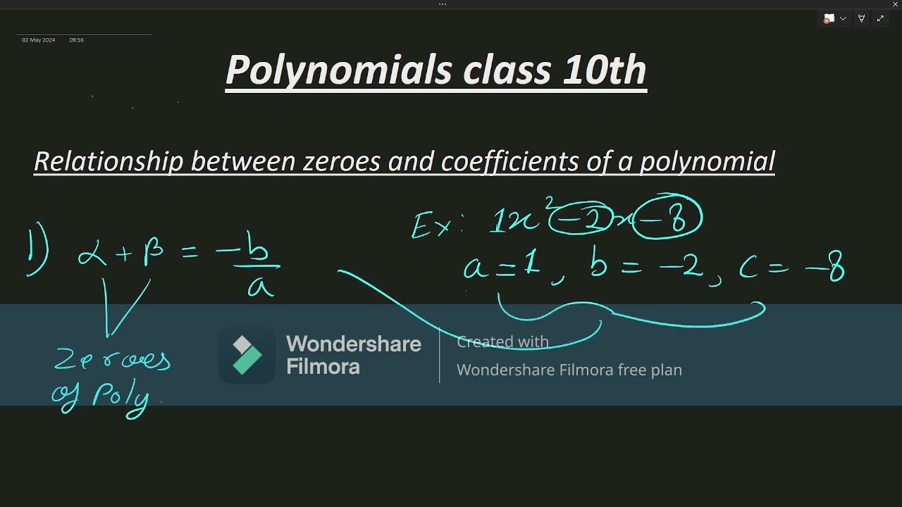 Relationship Between Zeroes Of The Polynomial Class 10th Maths