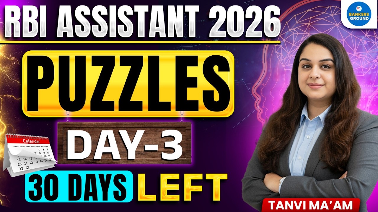 RBI Assistant 2026 Prelims | Puzzle Practice Day-3 | Most Expected Questions | By Tanvi Ma'am