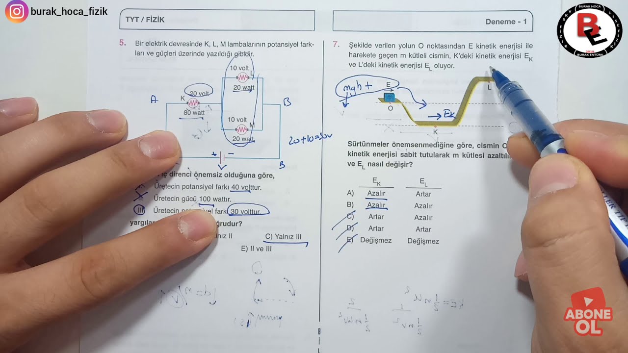 TYT FİZİK Denemesi 1  Bilgi Sarmalı