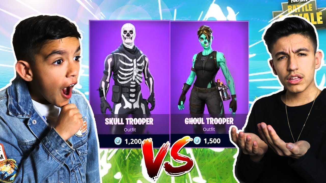 Fortnite 1v1 Against 10 Year Old Little Brother For *RARE* Skull Trooper Skin!