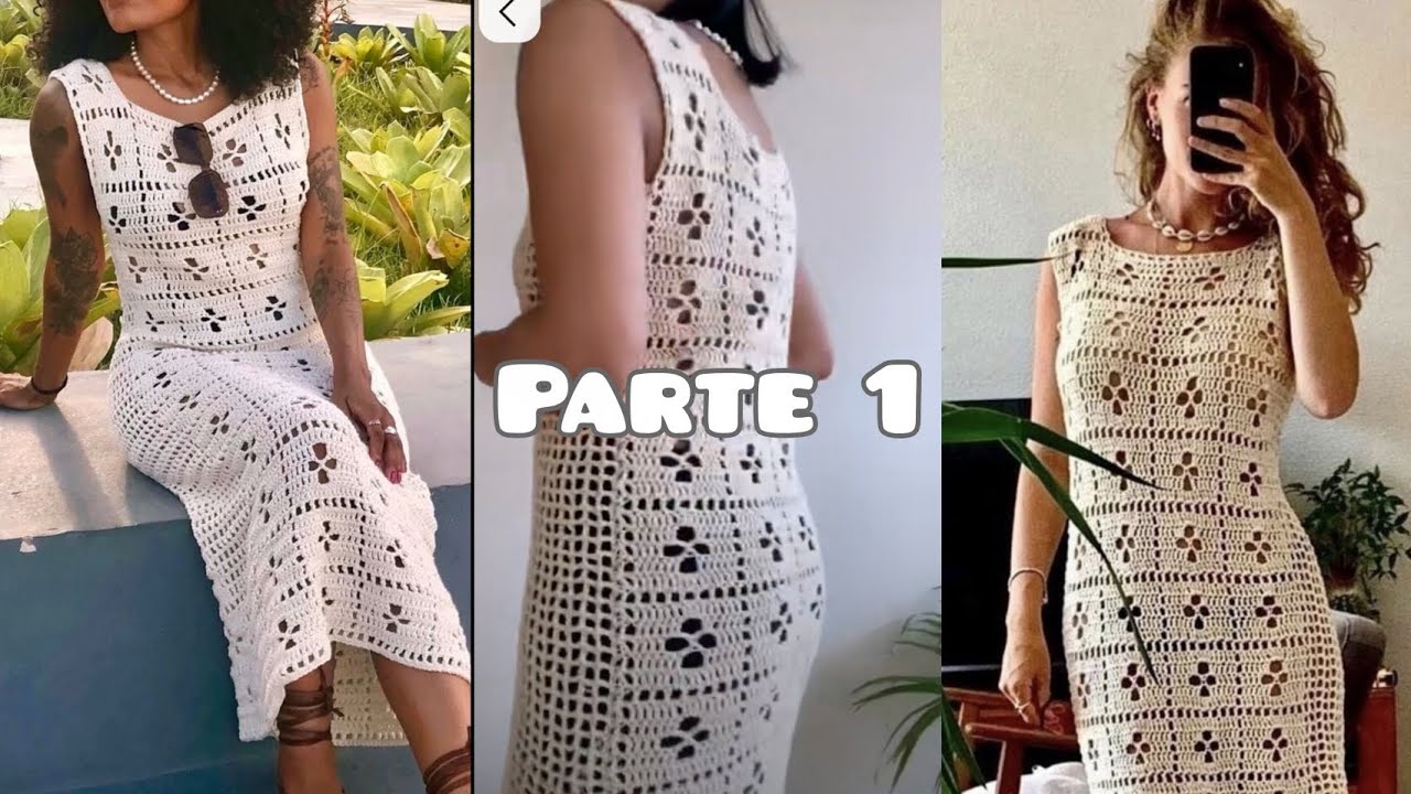 Vestido floral em crochê | parte 1