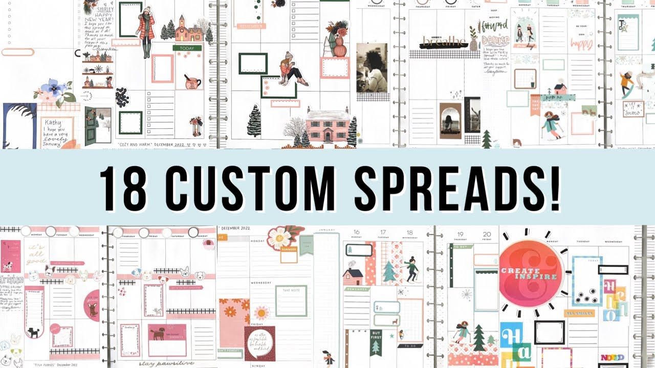 18 Spread Flip Through! All the Custom Happy Planner Spreads I Made for my Patrons in December 2022