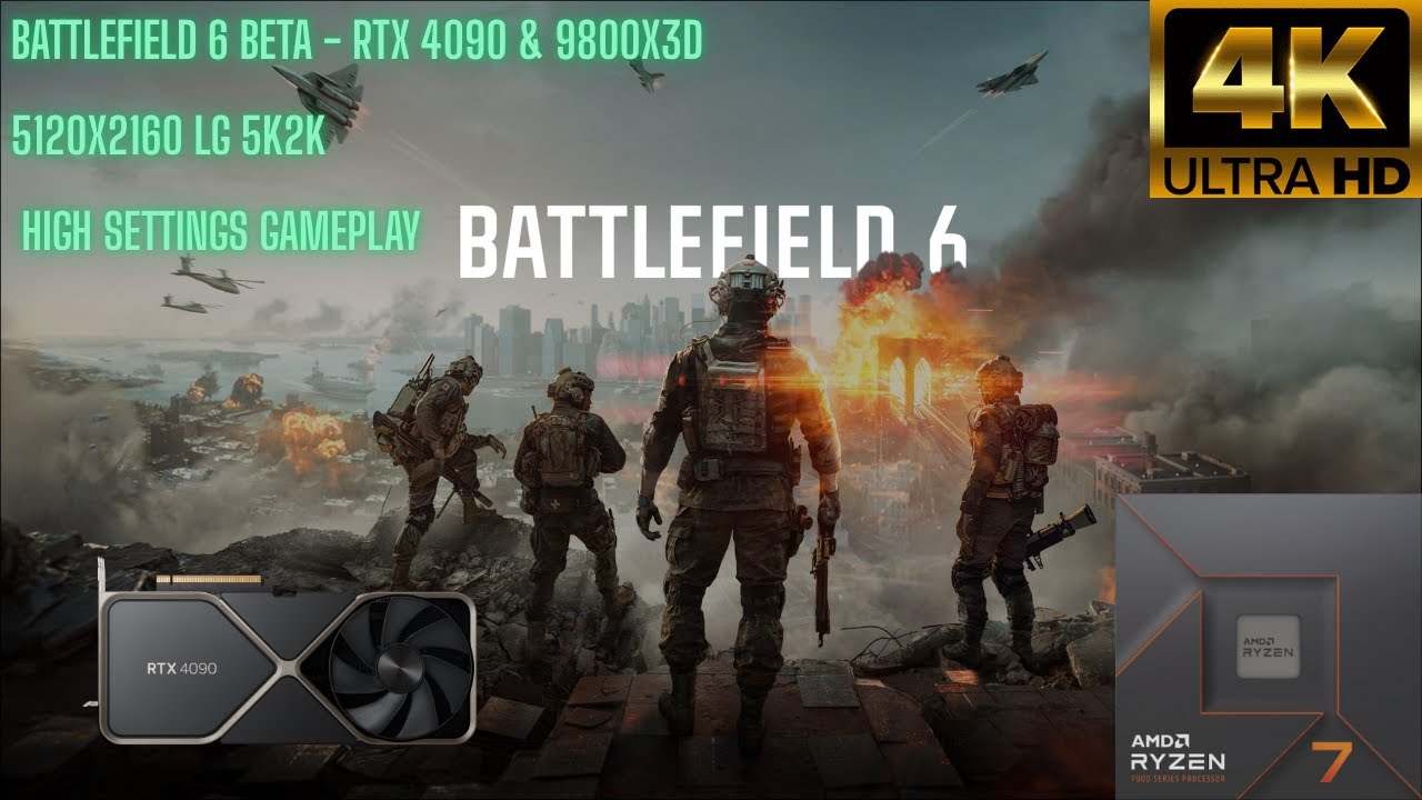 Battlefield 6 Open beta - RTX 4090 & Ryzen 7 9800X3D - 5120x2160 High Settings DLSS + FG Gameplay 4K