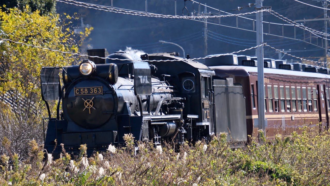 【秩父鉄道C58-363 JNRデフ・HMなし】紅葉のSLパレオ Ep.2 [Chichibu-Railway Class C58 