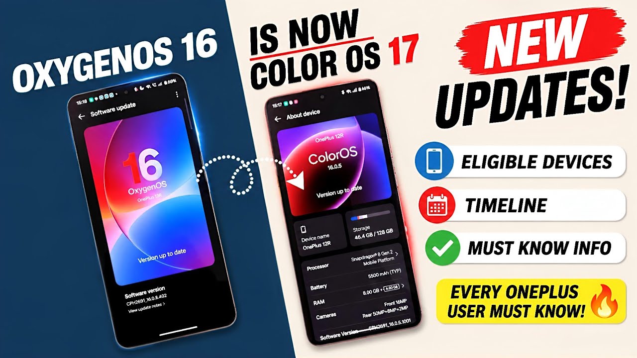 🚨 New OxygenOS & ColorOS 17 Updates! Eligible Devices & Timeline Every OnePlus User Must Know 🔥