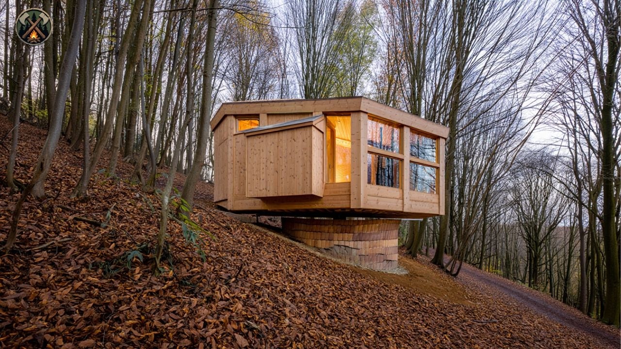 Masterpiece In The Wild: Man Builds A Beautiful Handmade Wooden House On A Hillside