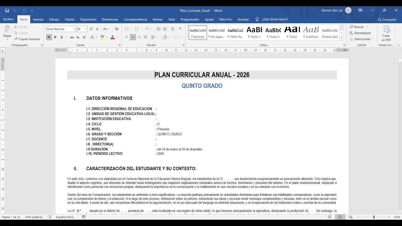 PLAN CORRICULAR ANUAL - PRIMARIA 2026