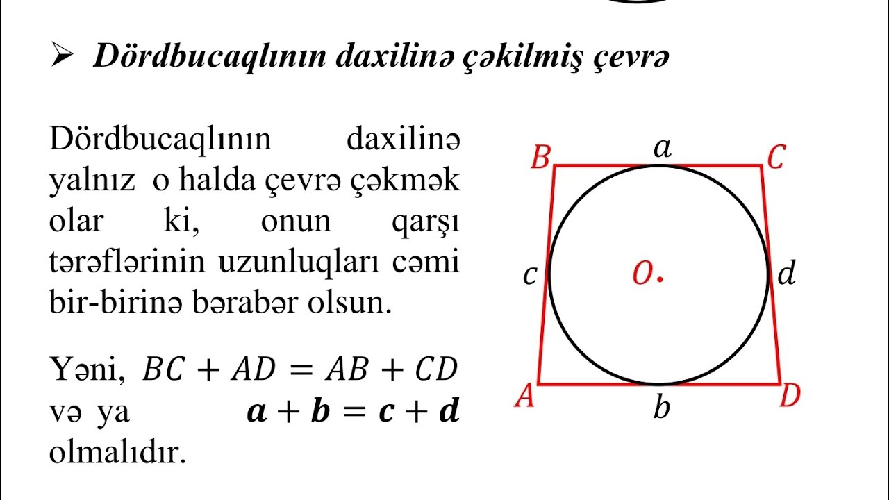 İSBAT EDƏK Kİ,  1)a+b=c+d  və  2)S=p*r#riyaziyyat#miq#sertifikasiya#blok#abituriyent