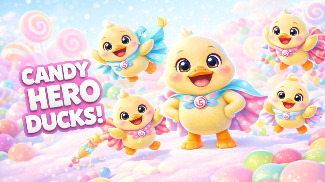 Five Little Ducks | Candy Heroes | Fun Kids Nursery Rhyme