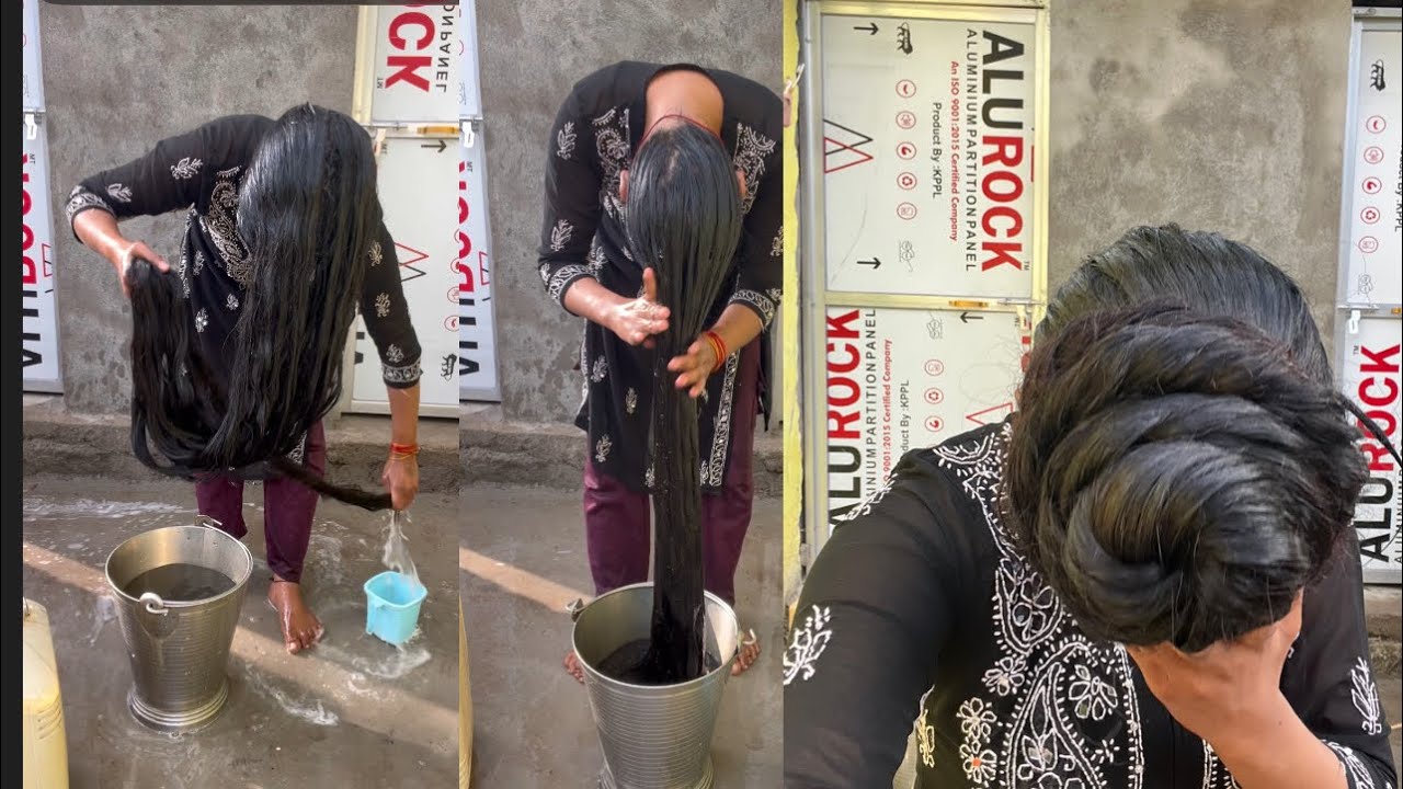 I wash my longhair || me lambe balo ko aise  Wash karti  