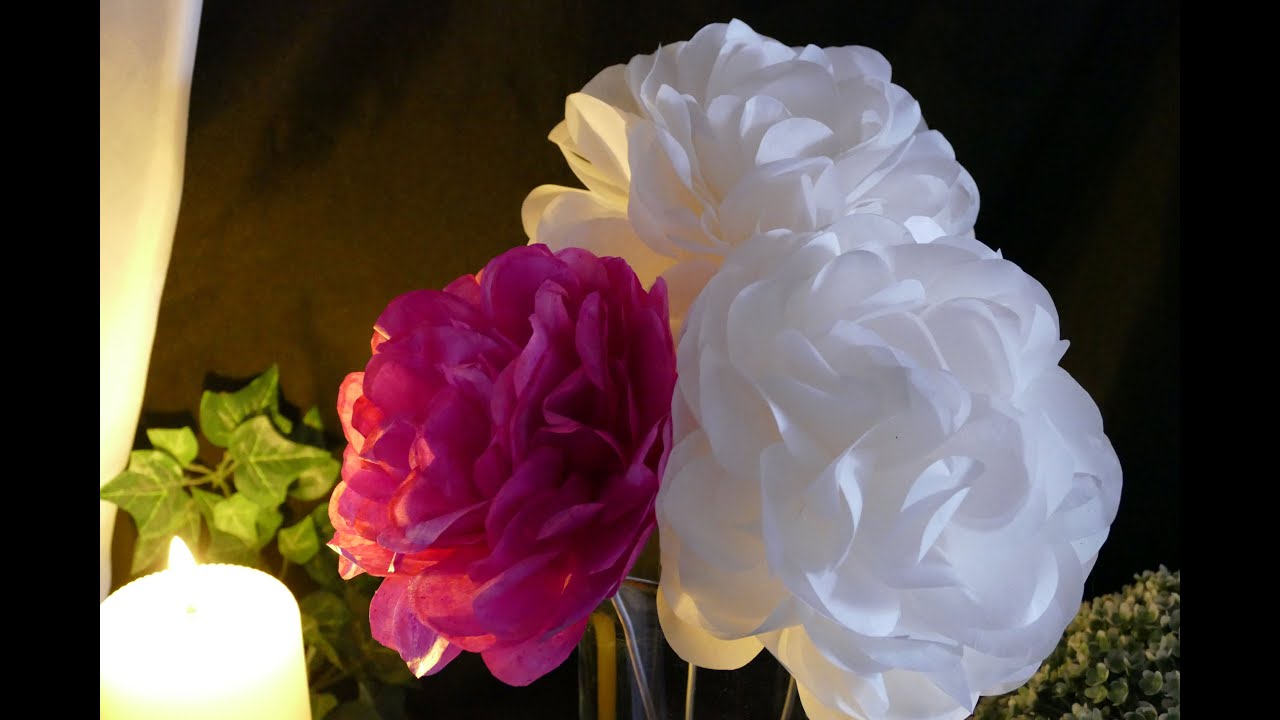 XXL-Blüten aus Butterbrotpapier, uni + gefärbt – total einfach, Tipps und Tricks – XXL flowers