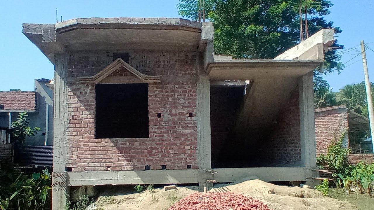 কমখরচে দুই তলা ফাউন্ডেশন দিয়ে। ২ রুমের একতলা বাড়ি নির্মাণ  ও খরচ। home dugine