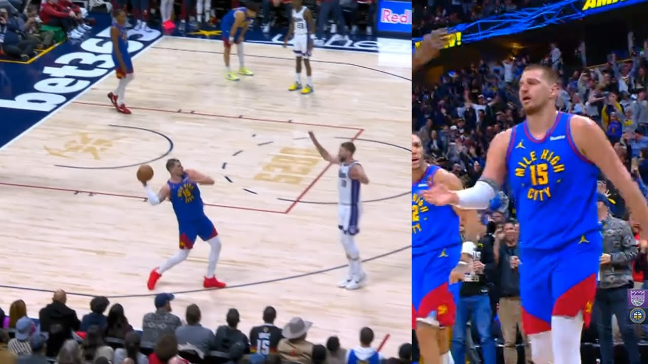 Nikola Jokic INSANE 3/4 COURT SHOT buzzer beater vs Kings and doesn't react 😂