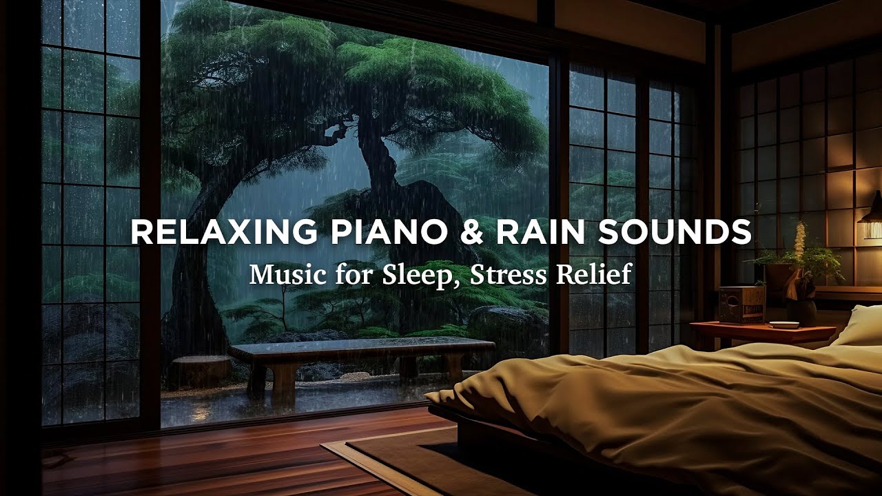 Relaxing Sleep Music + Insomnia 🌧️ Stress Relief, Peaceful Piano with Soft Rain, Meditation Music
