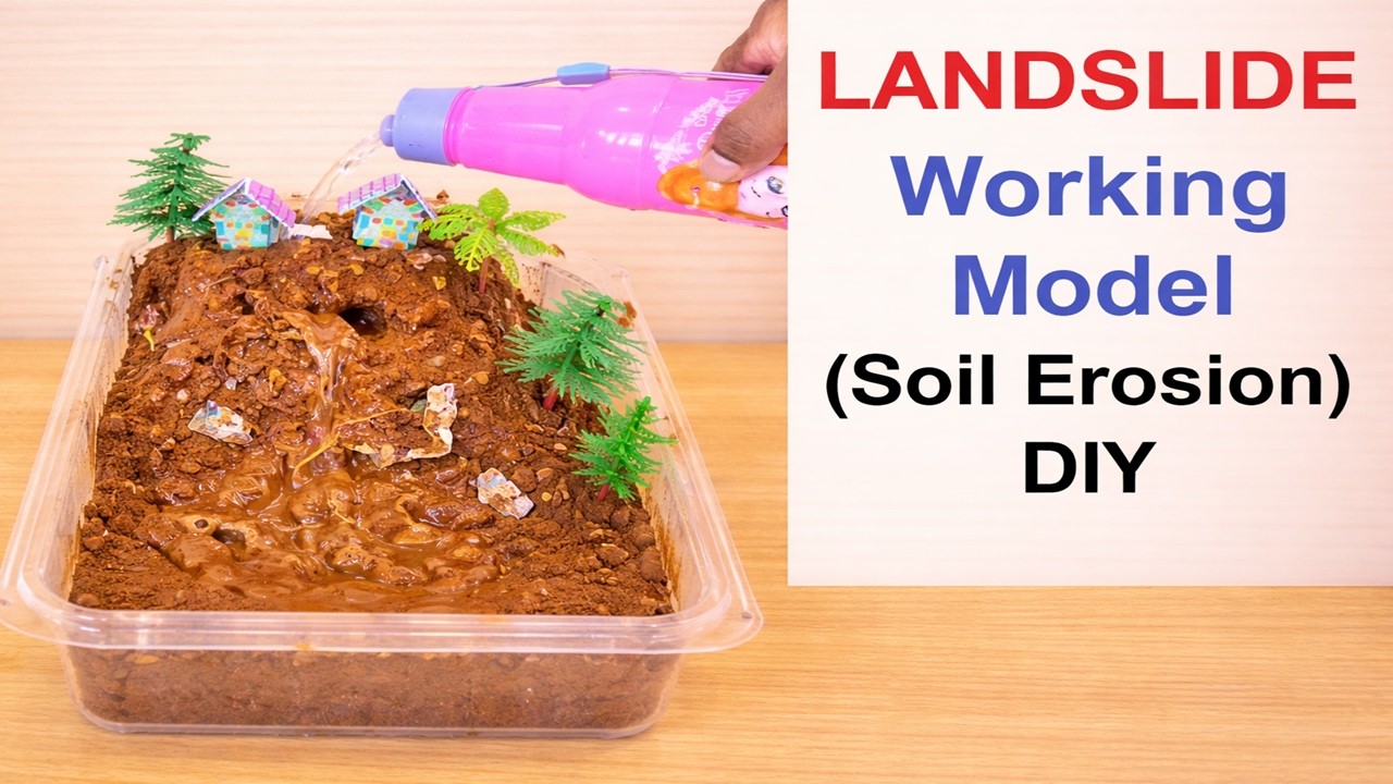 soil erosion working experiment | LANDSLIDE Working Model | science project | howtofunda | DIY
