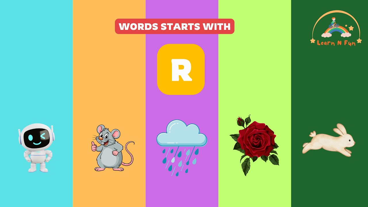 🤖 Learning Words: The Letter R | Robot, Rat, Rain, Rose, & Rabbit