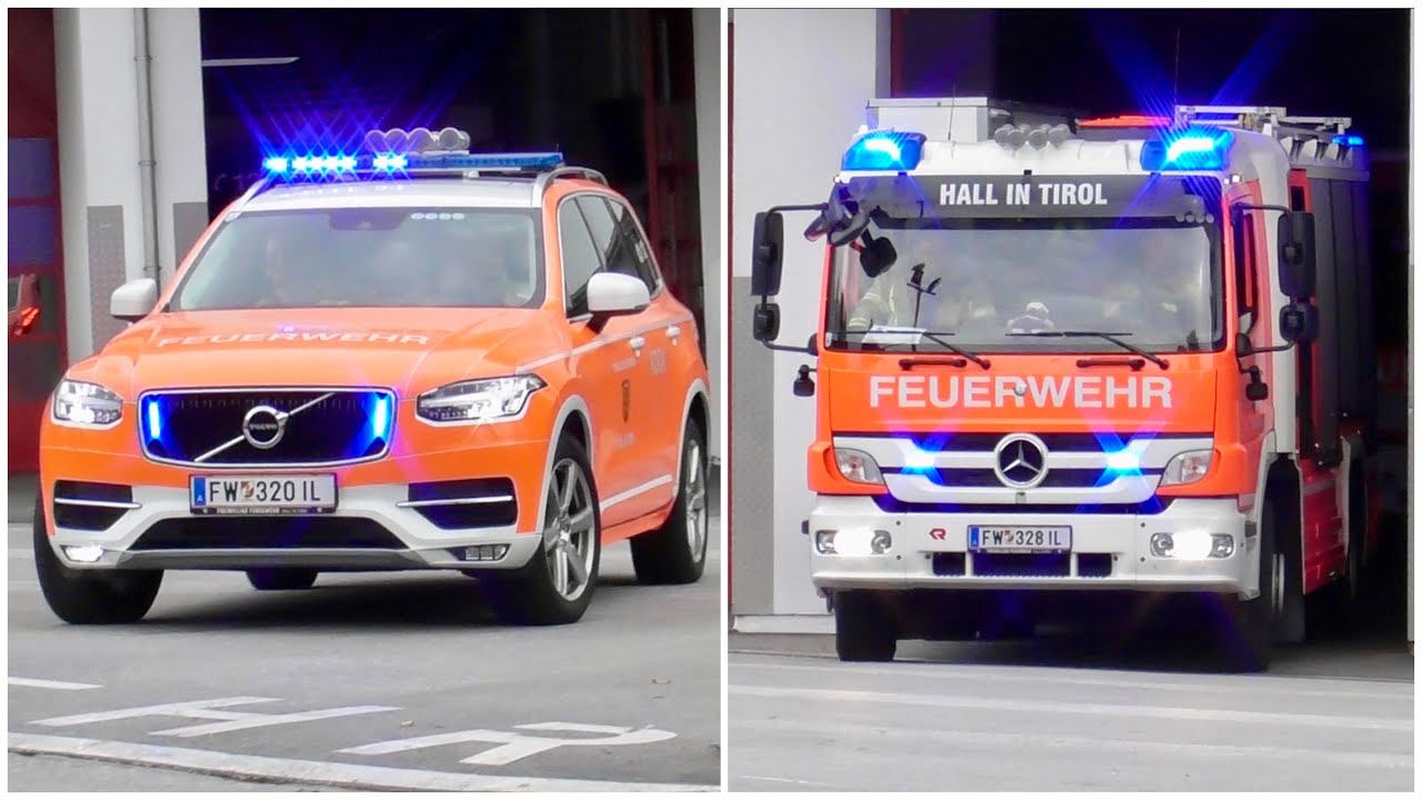 KDO + TLF 3000/100 FF Hall in Tirol - Einsatzfahrt