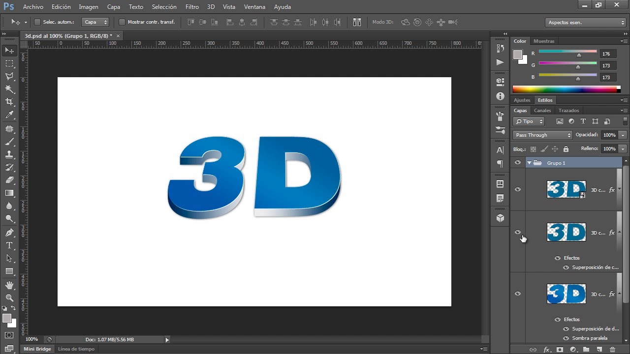 Efecto de Texto 3D sin Usar Herramientas 3D con Photoshop
