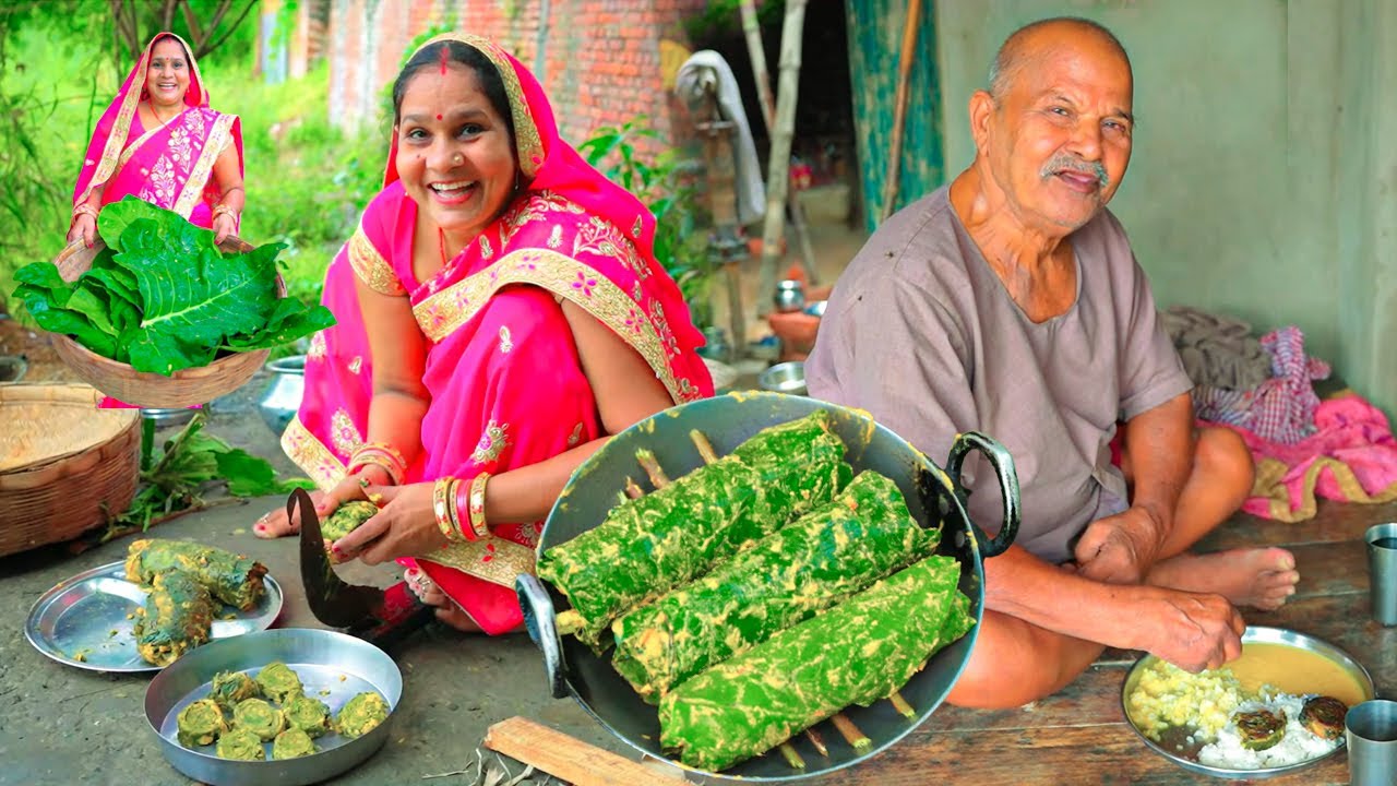 अरबी के पत्तो के पकोड़े ना गले में खराश होगी ना होगी झंझट-बिहारी दाल भात अरबी के पत्ते के पकोड़े