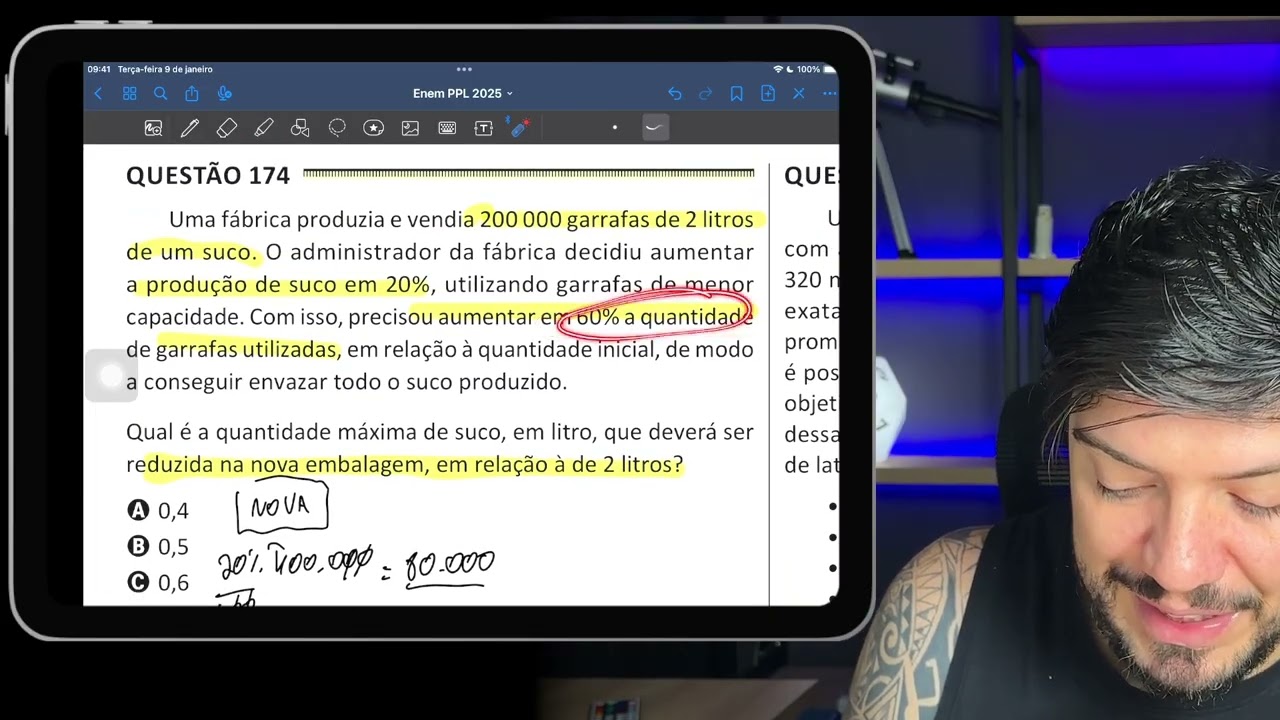 ENEM 2025 PPL - Uma fábrica produzia e vendia 200 000 garrafas de 2 litros de um sucoUma fábrica 