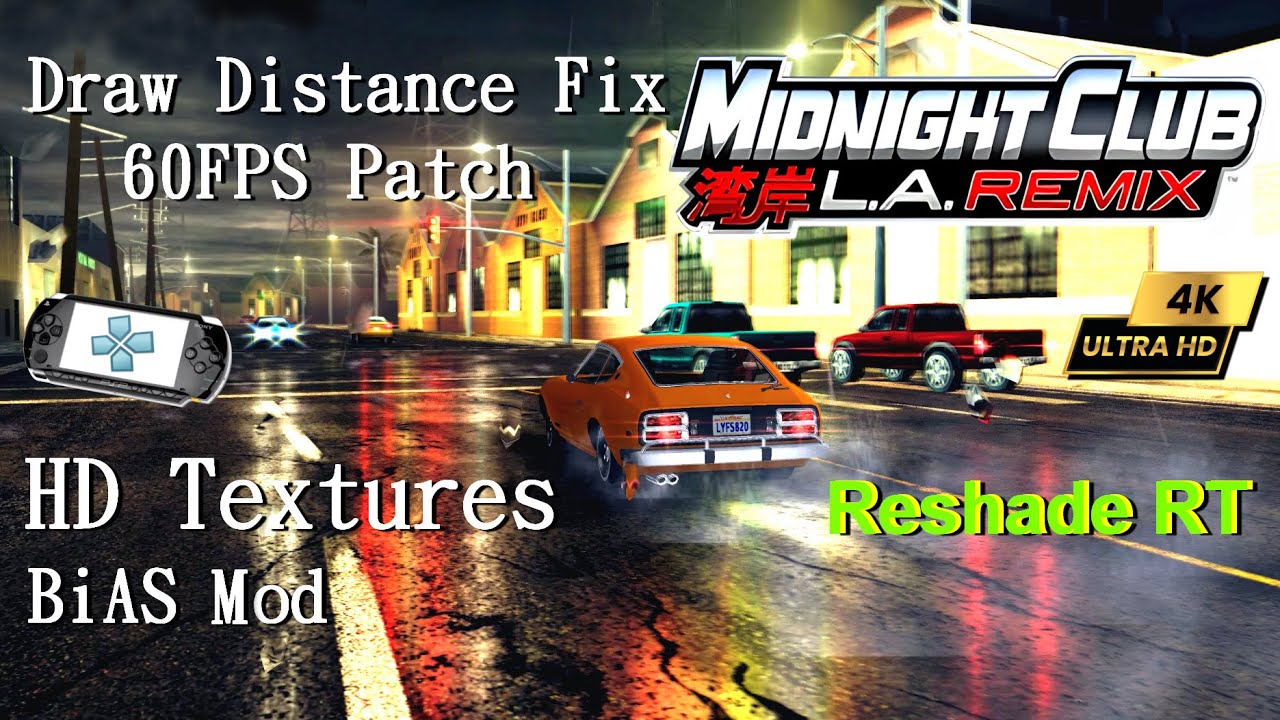 Midnight Club: L.A. Remix ~ HD Textures  4K 60fps Patch /Draw Distance Fix | PPSSPP | PSP Reshade RT
