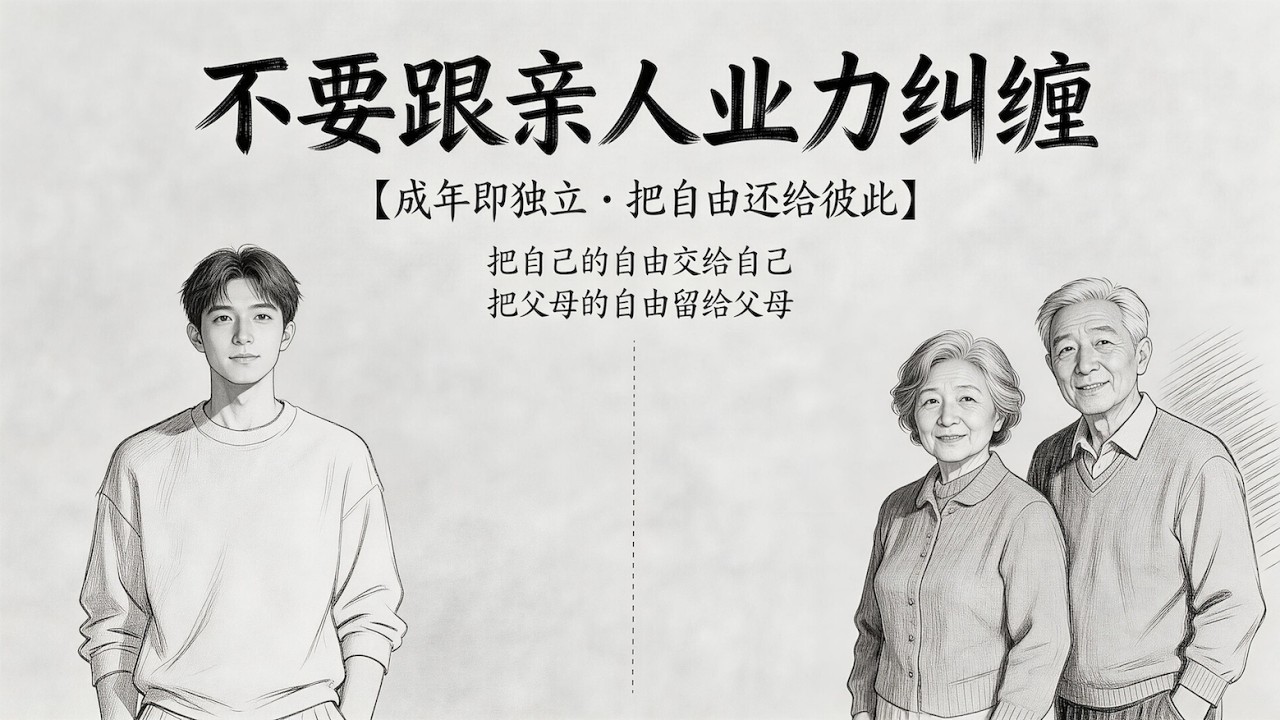 心理学上有个词叫：业力纠缠｜不要跟亲人业力纠缠，一旦你成年了，你就是独立的个体，把自己的自由交给自己，把父母的自由留给父母，互相不要过渡干涉……