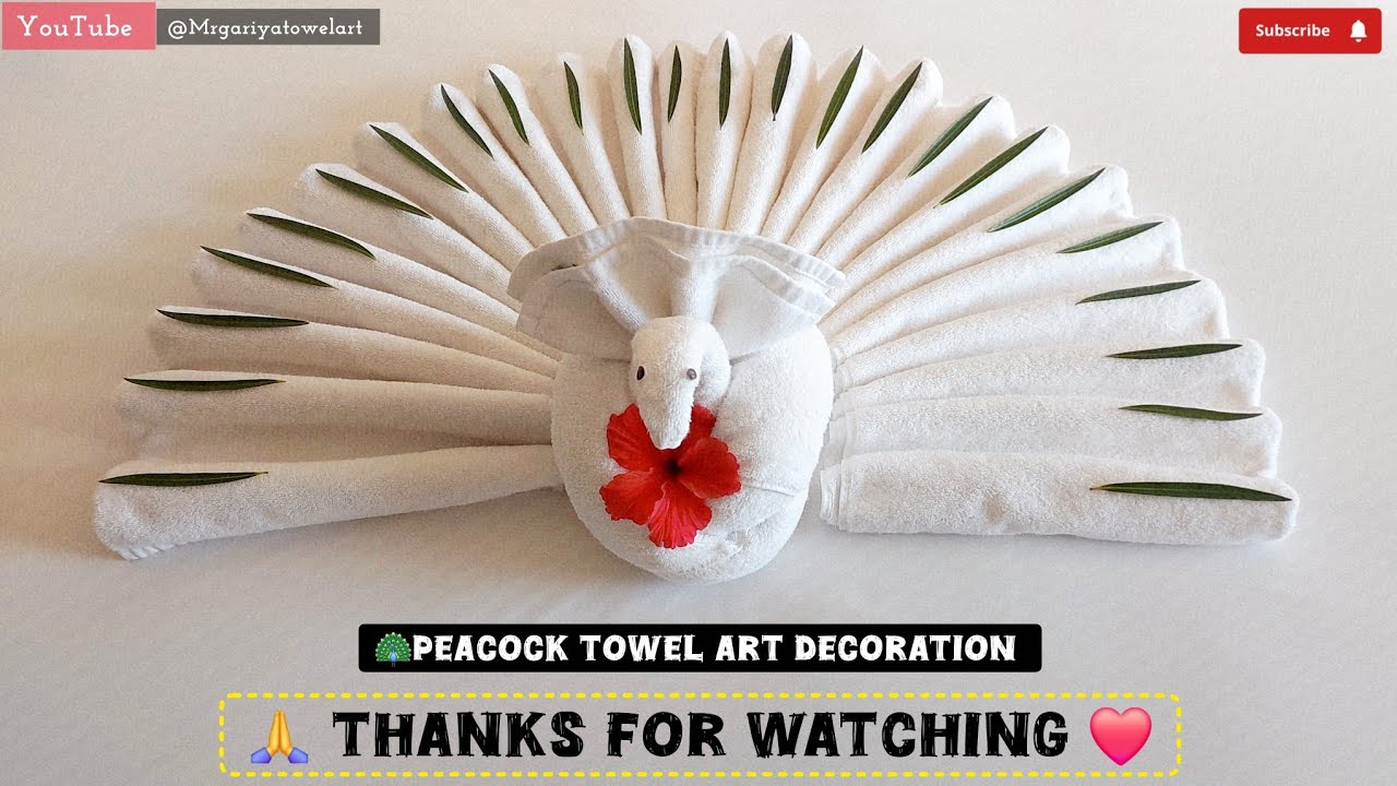 How to Make Peacock Towel Art | Peacock Towel Folding 🦚 | Towel Art Animals Tutorial
