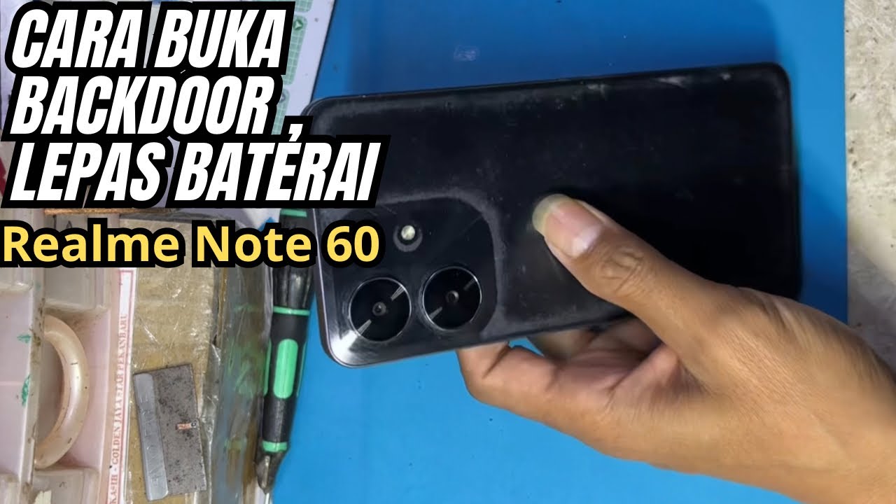 Cara buka backdoor lepas baterai realme note 60 