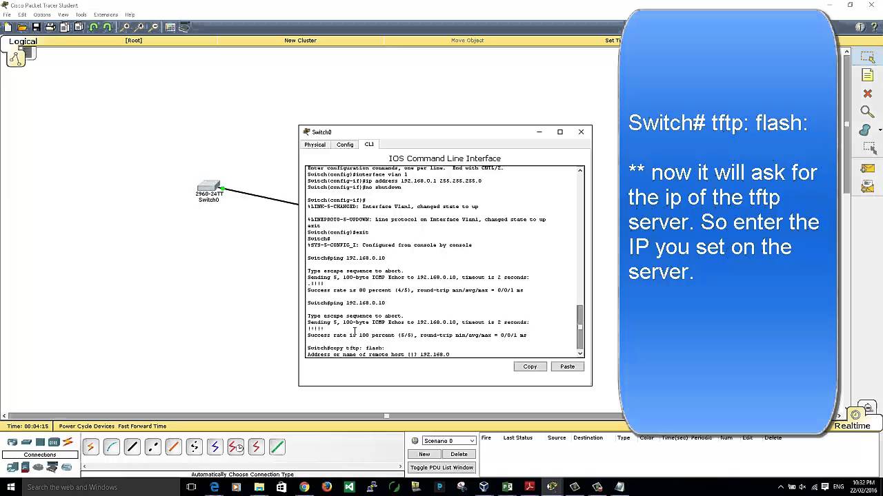 Upgrade IOS on a Cisco Packet Tracer switch