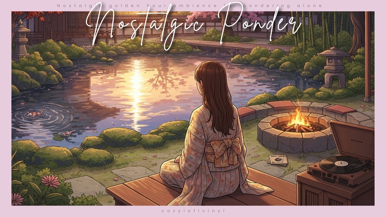 Sunset by a serene temple pond | Nostalgic golden hour ambience for pondering alone 🌅