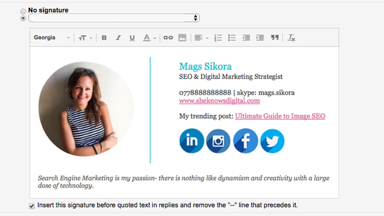 How to Create a Gmail Signature with Images, Social Icons & Logo Tutorial.