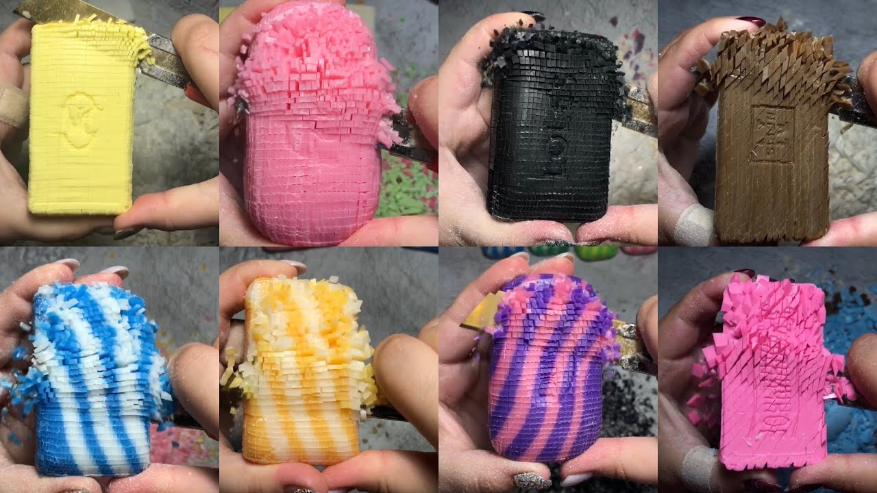 Compilation of soap cubes cutting/dry soap/crunchy soap cubes/ satisfying sound/asmr soap