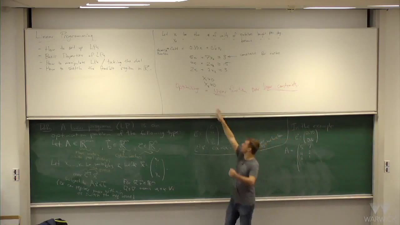 Linear Programming Introduction. MA252, University of Warwick, Week 2, Lecture 1