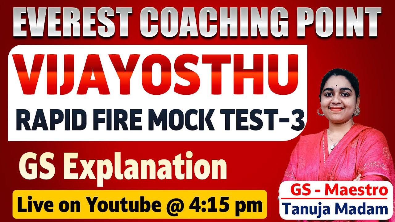 The Vijayosthu CGL Rapid Mock Test - 3 | GS Explanation | By Tanuja Madam