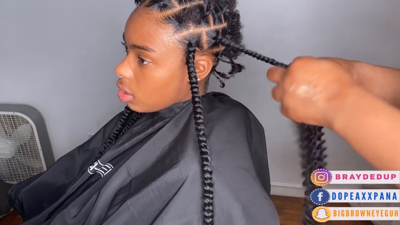 Spring Twist Crochet Braids| Rubberband Method on a Twa| Ft  @Bretheegemini