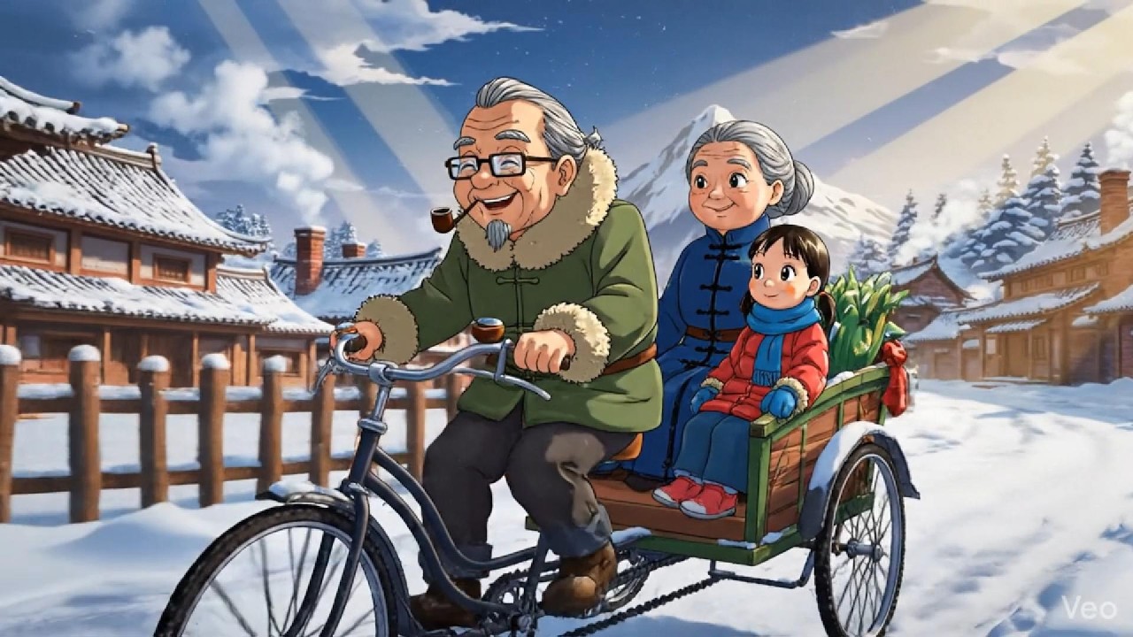 Ghibli Winter Memories ❄️ Snowy New Year Market, Grandparents’ Warmth & Soul-Healing Meals