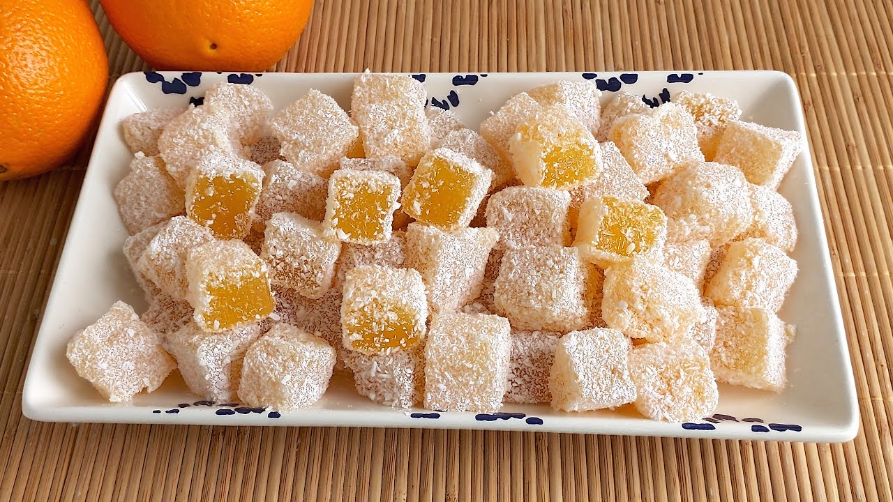 Famous Orange Turkish Delight Recipe! Homemade Turkish Lokum with Orange